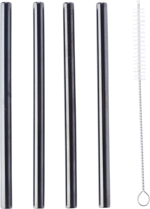 Point-Virgule 4 Rietjes Uit RVS Zwart met Borstel 14CM