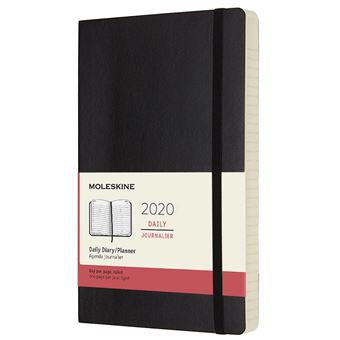 Agenda 2020 Journalier Grand Format Noir Souple