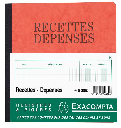 Exacompta 950E cahier Recette Dépense 80 Pages
