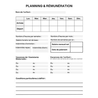 Planning Assistante Maternelle