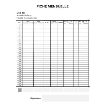 Planning Assistante Maternelle