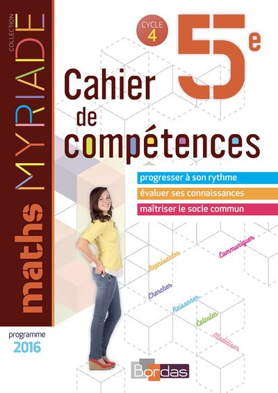 Myriade Mathématiques 5ème, Cycle 4, Cahier de compétences de l'élève Workbook