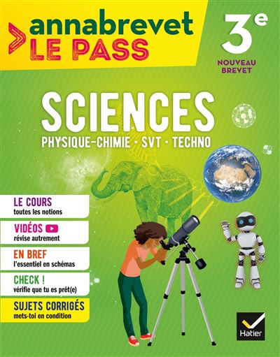 Sciences SVT, physique-chimie, technologie, 3ème brevet 2018