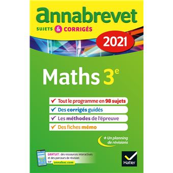 Annales du brevet Annabrevet 2021 Maths 3e