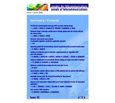 Annales des telecommunications tome 59 n. 3-4, mars-avril 20