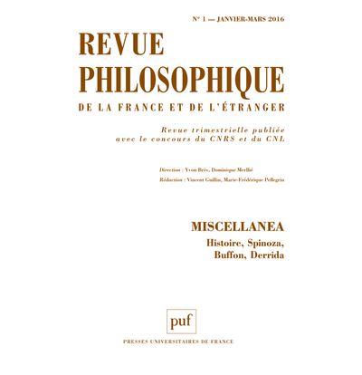 Revue philosophique 2016, t. 141 (1) -  Collectif - broché