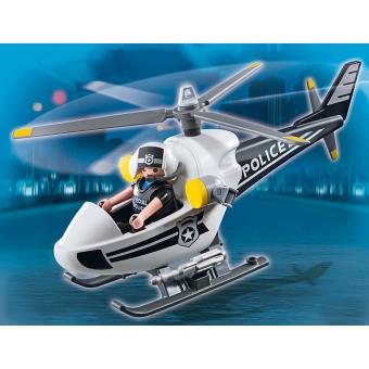 PLAYMOBIL - 70569 - City Action - Hélicoptère de police et parachutiste  bleu - Playmobil