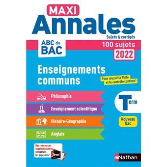Tout en un Annales BAC 2022 - CC Terminale - Corrigé
