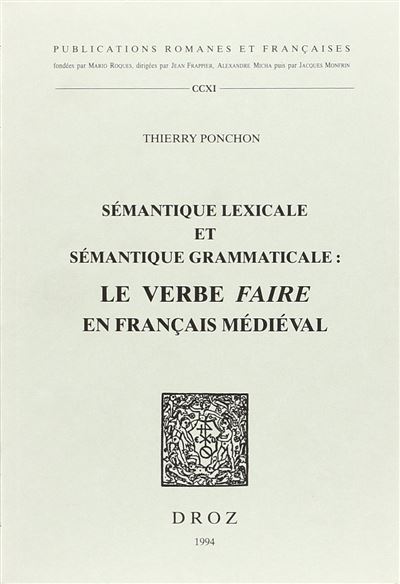 Semantique lexicale et semantique grammaticale verbe faire