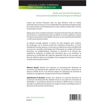 Accès aux services financiers, inclusion et durabilité économique en Afrique