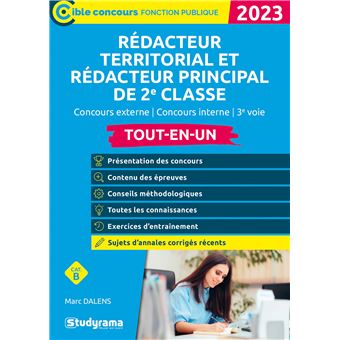 Rédacteur territorial et Rédacteur principal de 2e classe – Tout-en-un (Catégorie B – Concours 2023)