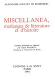 Miscellanea, meslanges de litterature et d'histoire
