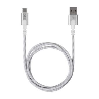 xtorm Original - USB-kabel - USB (M) naar 24 pin USB-C (M) - 1 m - USB Power Delivery (60W), gevlochten kabel - wit - 1