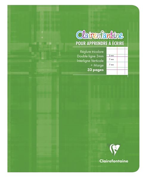Cahier D'Écriture De 32 Pages Clairefontaine 17 X 22 Cm Double Ligne Iv Modèle Aléatoire