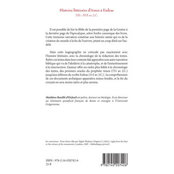 Histoire littéraire d'Amos à Esdras