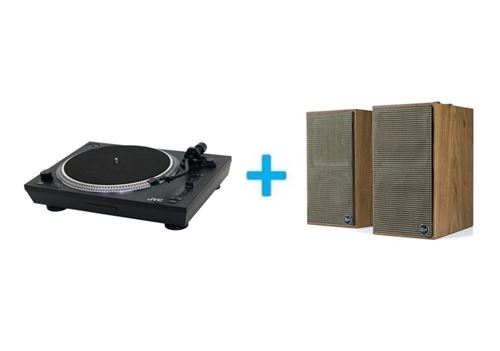 Pack vinyle JVC AL F85B + 2 enceintes amplifiées Klipsch The Fives Walnut - vue 1