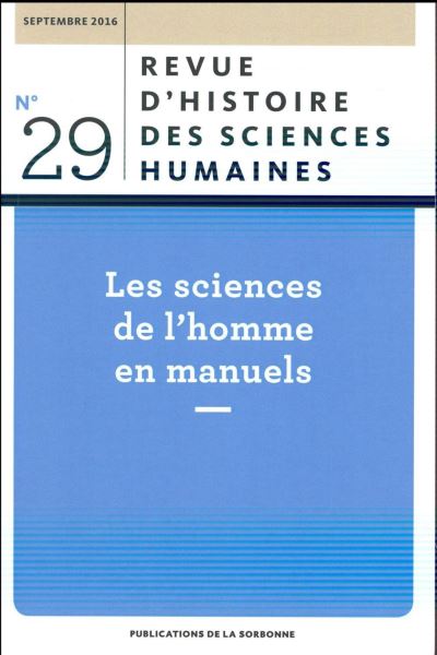Les sciences de l homme en manuels septembre 2016 n 29