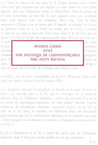 État, une politique de l'imprononçable