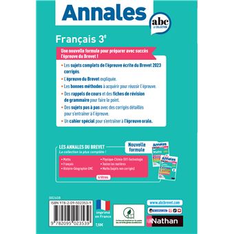 Annales Brevet Français 2024 - Corrigé