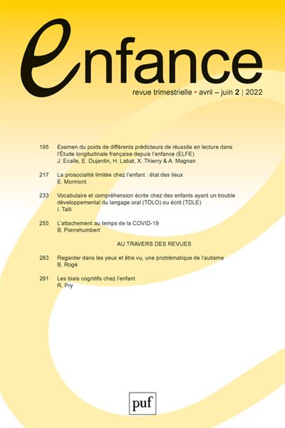 Enfance 2022, n.74(2) -  Collectif - broché