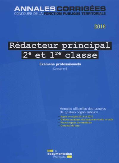 Rédacteur principal de 2e et 1e cl 2016 De grade et promotion interne-categorie b - broché - CIG ...