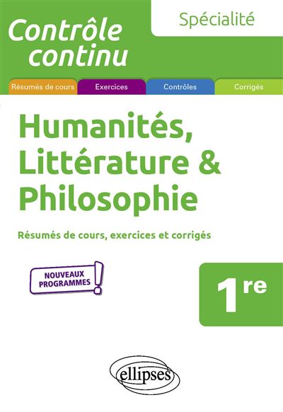 Specialite humanites litterature et philosophie 1re nouv.pro