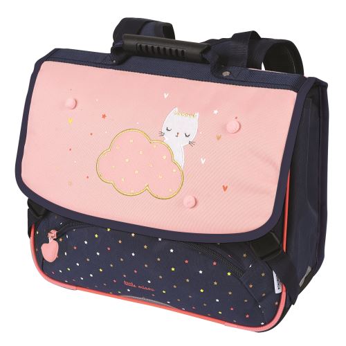 Cartable à dos Oberthur Chaton 38 cm Bleu marine et Rose