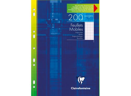 Etui de 200 feuillets mobiles Clairefontaine 21 x 29,7 cm Blanc