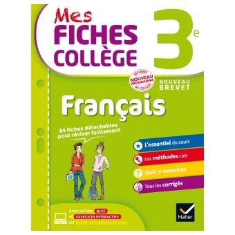 Mes Fiches College Francais 3e 40 Fiches De Revision Et 120 Exercices Corriges Broche Nora Nadifi Eric Sala Achat Livre Ou Ebook Fnac