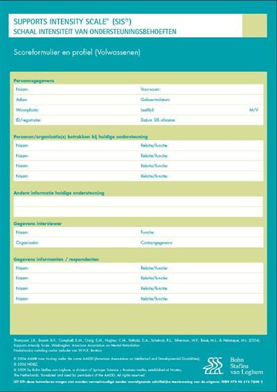 SIS Supports Intensity Scale Formulieren
