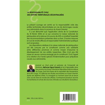 La responsabilité civile des entités territoriales décentralisées