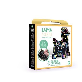 Kit Graine créative 4 cartes à gratter 3D lama