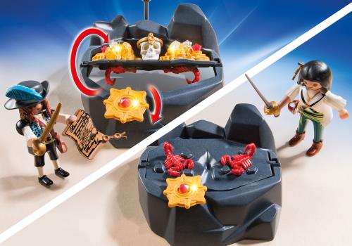 Figurine PLAYMOBIL Pirate - Tenue Noir Et Jaune + Chapeau | Pièce Détachée Trésor 3939