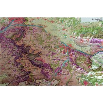 Carte en relief de l'Anjou Viticole et Historique