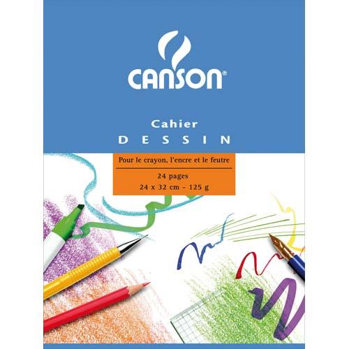 Cahier de dessin Canson 24x32 cm, 24 pages unies blanches
