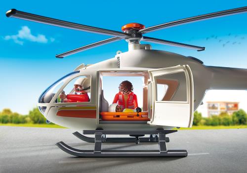 Playmobil hélico hélicoptère de secours jaune