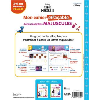 Disney - Reine des neiges 2 - Mon cahier effaçable - J'écris les lettres majuscules (3-6 ans)