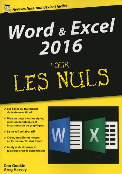 Word Et Excel 2016, Mégapoche Pour Les Nuls Edition 2016 - Broché - Dan ...