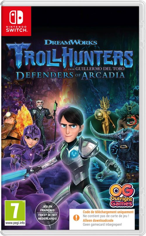 Pochette avant du jeu Chasseurs de Trolls : Protecteurs d'Arcadia Code in a Box Nintendo Switch