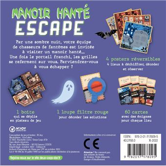 Manoir escape - boîte avec cartes et accessoires