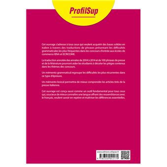 Méthode d'italien - Grammaire, vocabulaire et traductions littéraires et de presse