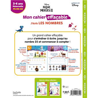 Disney - Reine des neiges 2 - Mon cahier effaçable - J'écris les nombres (3-6 ans)