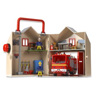 Caserne Des Pompiers Sam Le Pompier – Coffret Deluxe Avec Figurines De 7 Cm, Cuisine, Buanderie, Mât, Cloche – Dès 3 Ans
