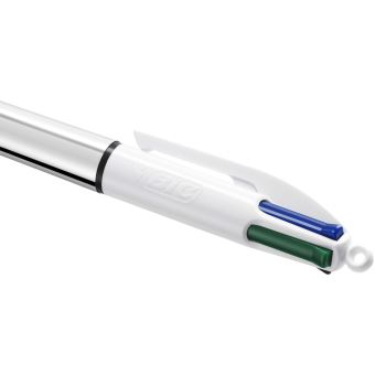 Stylo à bille Bic Shine 4 couleurs Argent et Blanc