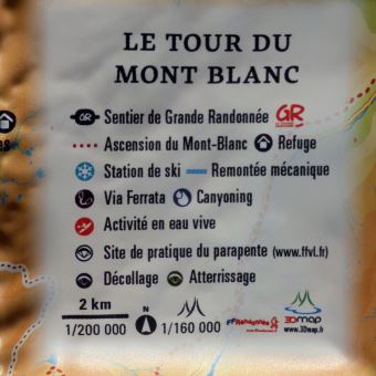 Carte en relief du Tour du Mont Blanc