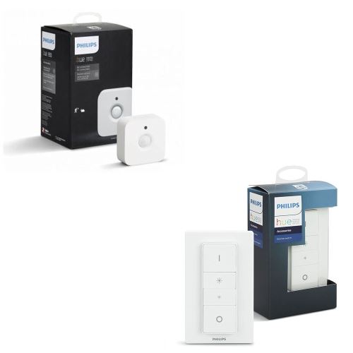 Détecteur de mouvement Philips Hue Motion Sensor + Télécommande variateur de lumière Hue Dim Switch