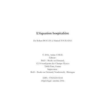 L'équation hospitalière