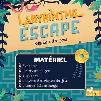 Labyrinthe escape - boîte avec cartes et accessoires