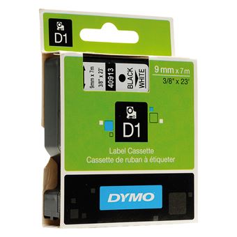 Cassette de ruban à étiqueter Dymo LabelManager D1 9 mm Noir et Blanc