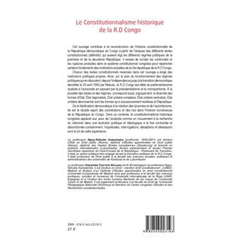 Le Constitutionnalisme historique de la R.D Congo